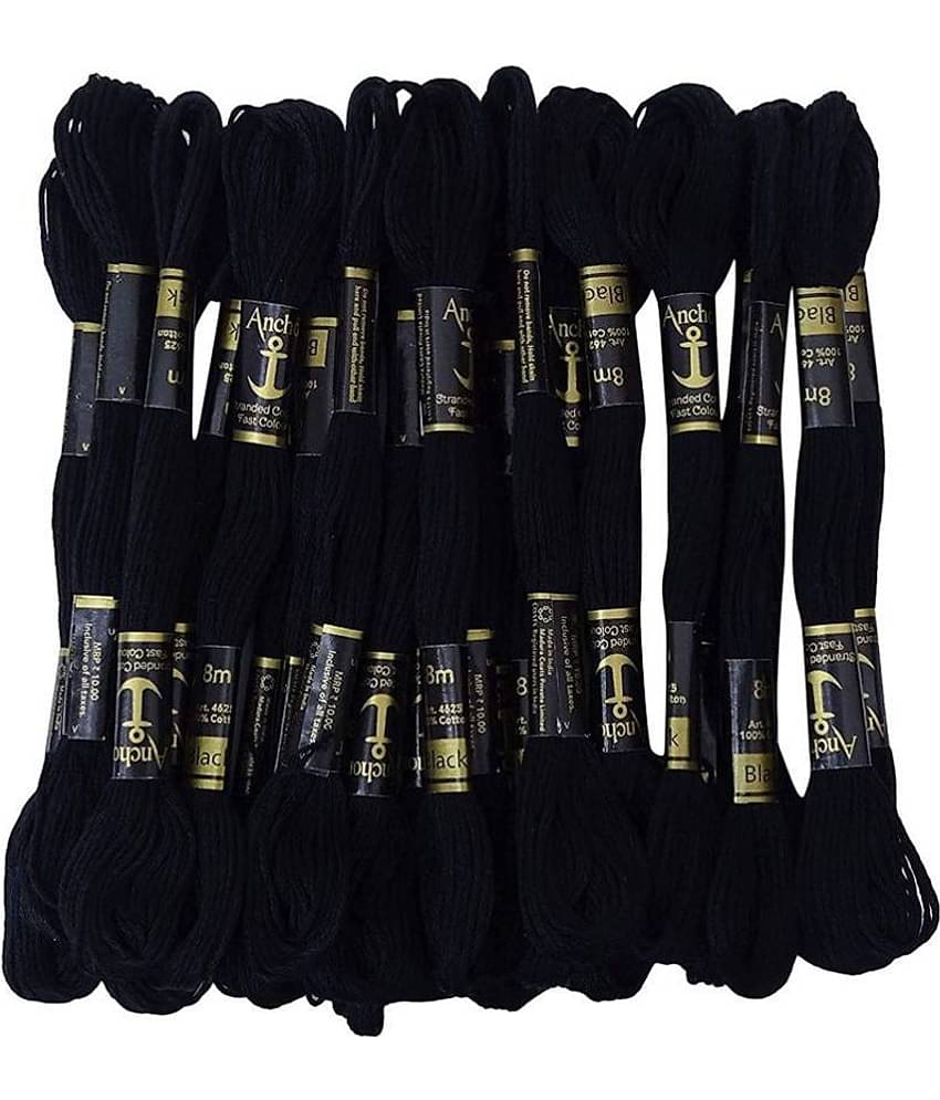 PRANSUNITA Anchor Stranded Cotton 6 Strand Cross-Stitch Hand Embroidery Stranded Cotton Craft Sewing Floss Thread, Pack of 10