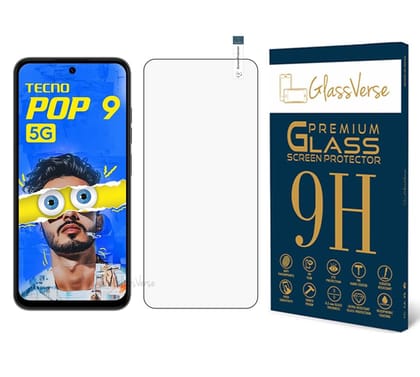 GlassVerse 9H Tempered Glass For Tecno Pop 9 5G (PACK OF 1) with Free Installation Kit Full screen Coverage - 6.6 inch GlassVerse 9H Tempered Glass For Tecno Pop 9 5G (PACK OF 1) with Free Installation Kit Full screen Coverage - 6.6 inch - Transparent / 
