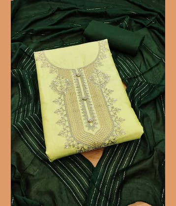 Rangtulika Ethnics Unstitched Rayon Embellished Dress Material - Yellow ( Pack of 1 )