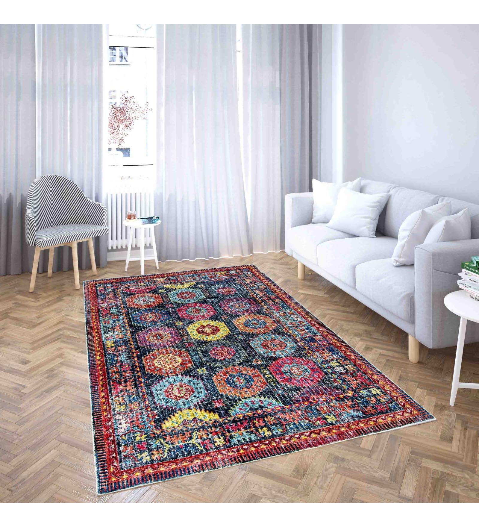 Neu Looms Handcrafted Viscose Wool Anti-Skid Rug Elegant & Comfortable for Bedroom, Living Room, Nursery, Dorm & Playroom