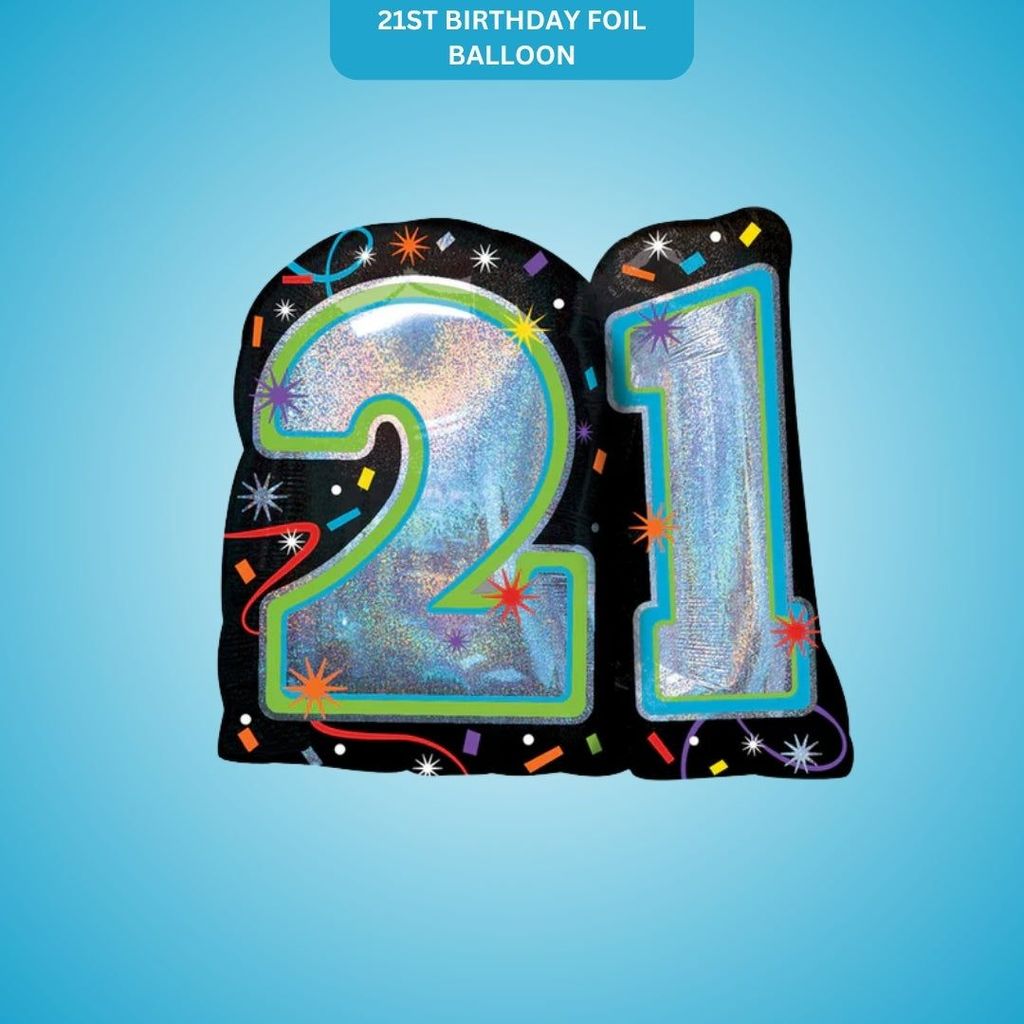 Happy 21st Birthday Foil Balloon - Helium Quality - 18 inches - 1PC - Party and Festive Needs | Buy online on ZillyBuy