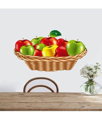 Decor Villa Fruits bucket Foods & Beverages Sticker ( 33 x 58 cms )