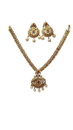 1 Gram Gold Necklace with Pendant Earrings