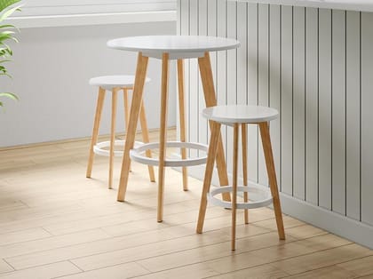 Iris 2 Seater Counter Set -Solidwood, Natural Wood