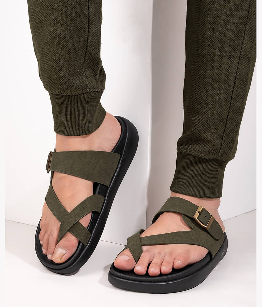Fentacia Fentacia Men Olive Casual Comfort Sandals Olive Men's Daily Slipper