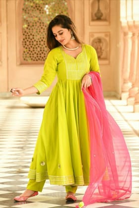 Anarkali Flaired Cotton Set-M