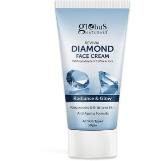Globus Naturals Revival Diamond Face Cream For Soft  Glowing Skin Even Tones Skin  Improves Skin Texture Non Sticky Cream Natural  Ayurvedic Formula 50gm