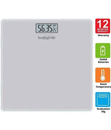 Healthgenie Electronic Digital Weighing Machine Bathroom Personal Weighing Scale - Silver