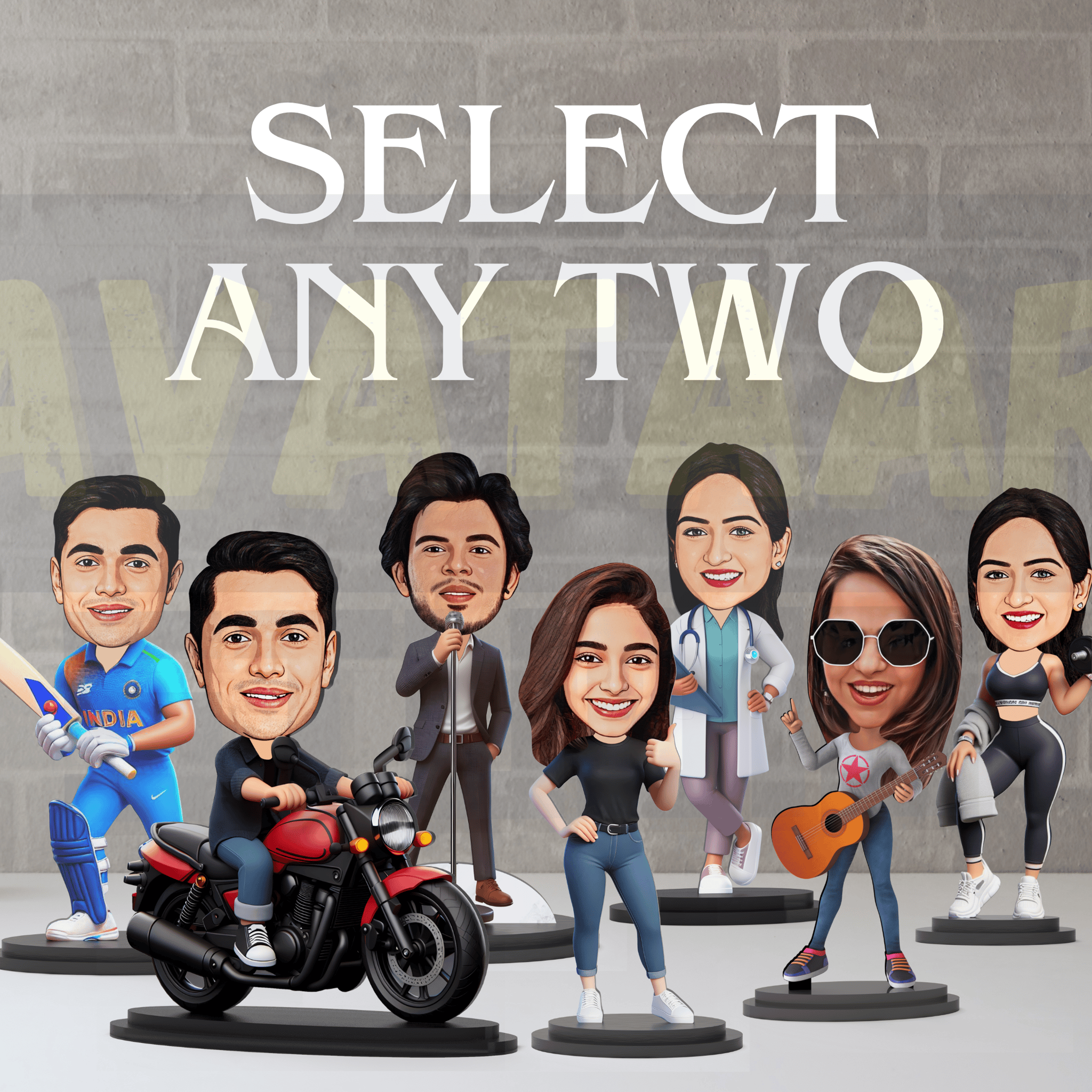 Combo of Two - Single Avatar Stands (Choose any two single designs)