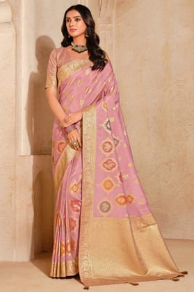 Pink Woven Banarasi Saree