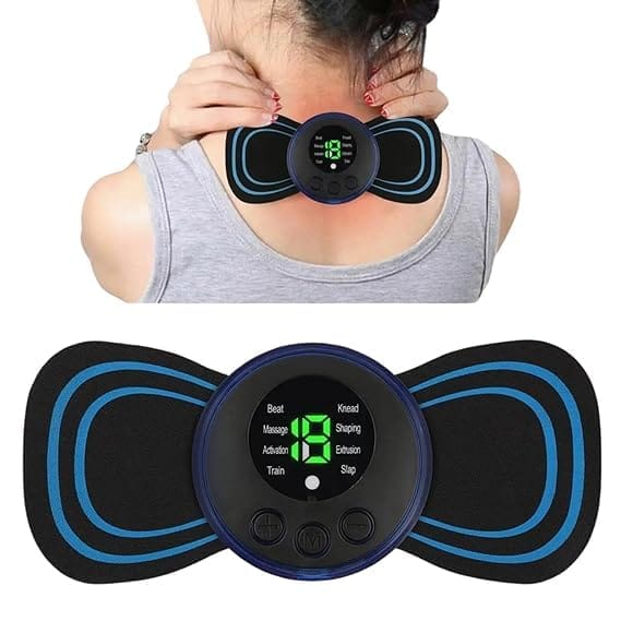 Butterfly Massager Machine for Pain Relief, Rechargeable Full Body TENS Massager with 8 Modes 19 Levels Wireless Vibration Machine for Shoulder Neck Arm Leg, Perfect for Men Women, Black