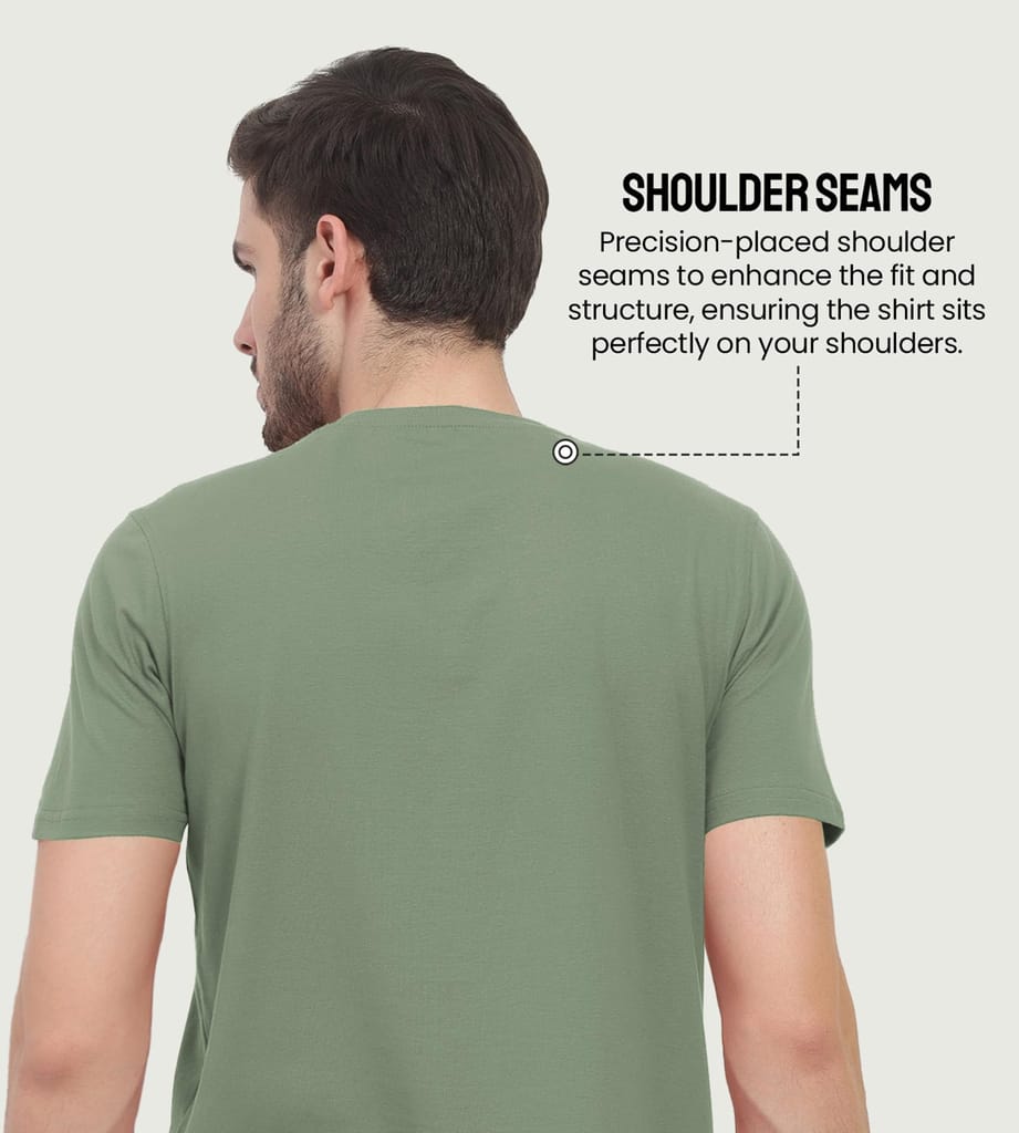 Freecultr Truly Classic Organic Men's Cotton T-Shirt | Solid Round Neck Half Sleeve | Plain Stylish t Shirts | Regular Fit | Casual T Shirt for Man Pack of 1-Moss Green