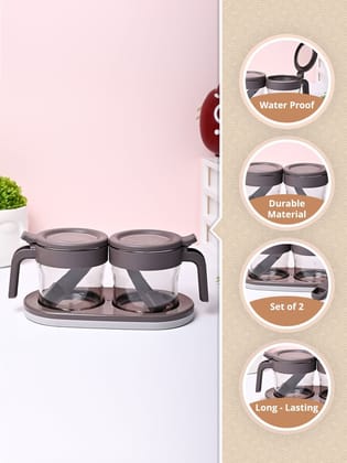 Grey Condiment Box with Tray (350ml x 2 pcs)