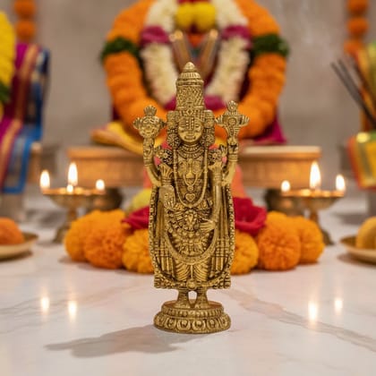 Brass Balaji Idol Statue, Height : 5 Inch (BSMAS1921 F)