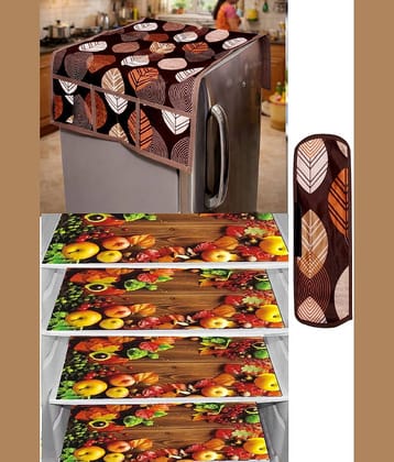 THE LION'S SHARE PVC Floral Fridge Mat & Cover ( 42 30 ) Pack of 6 - Blue