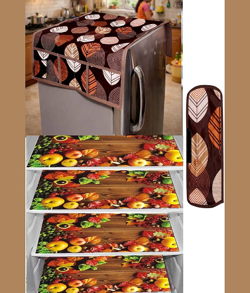 THE LION'S SHARE PVC Floral Fridge Mat & Cover ( 42 30 ) Pack of 6 - Blue