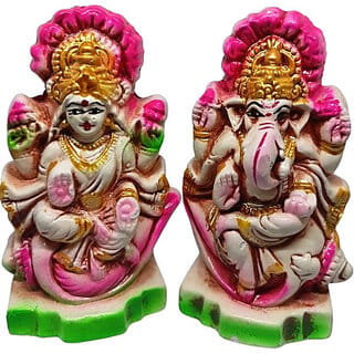 PU-SPM Laxmi Ganesh Murti for Diwali Pooja Clay Laxmi Ganesha Idol Decorative Showpiece - 10.5 cm(Clay, Multicolor) PU-SPM Laxmi Ganesh Murti for Diwali Pooja Clay Laxmi Ganesha Idol Decorative Showpiece - 10.5 cm(Clay, Multicolor)