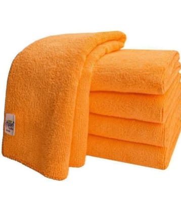 SOFTSPUN - Orange Microfibre Face Towel ( Pack of 5 )