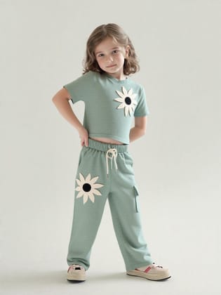 Girl's Causal Co-Ord  Set [GCS-7347](4-12 Years)-4-5Y (Size - 24) / Ribbed