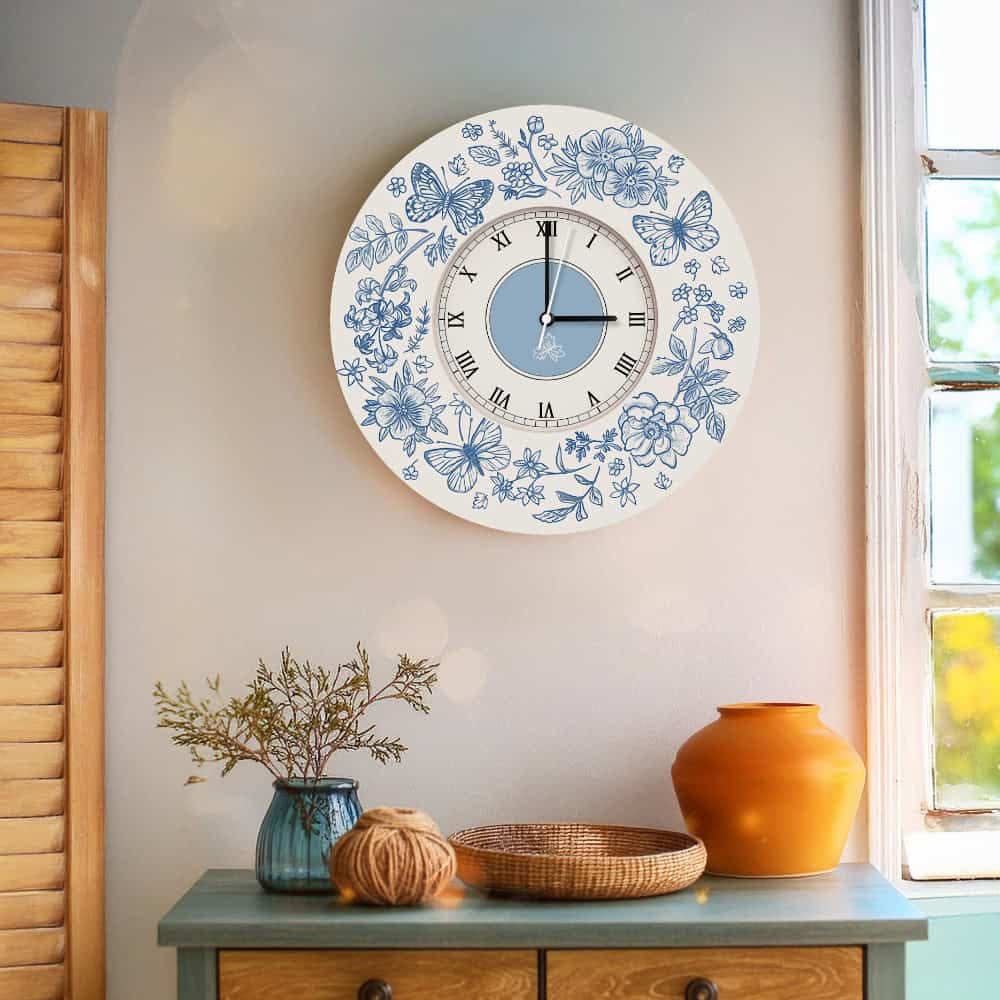 Midnight Botanica – Indigo Hour Wall Clock-11 Inches