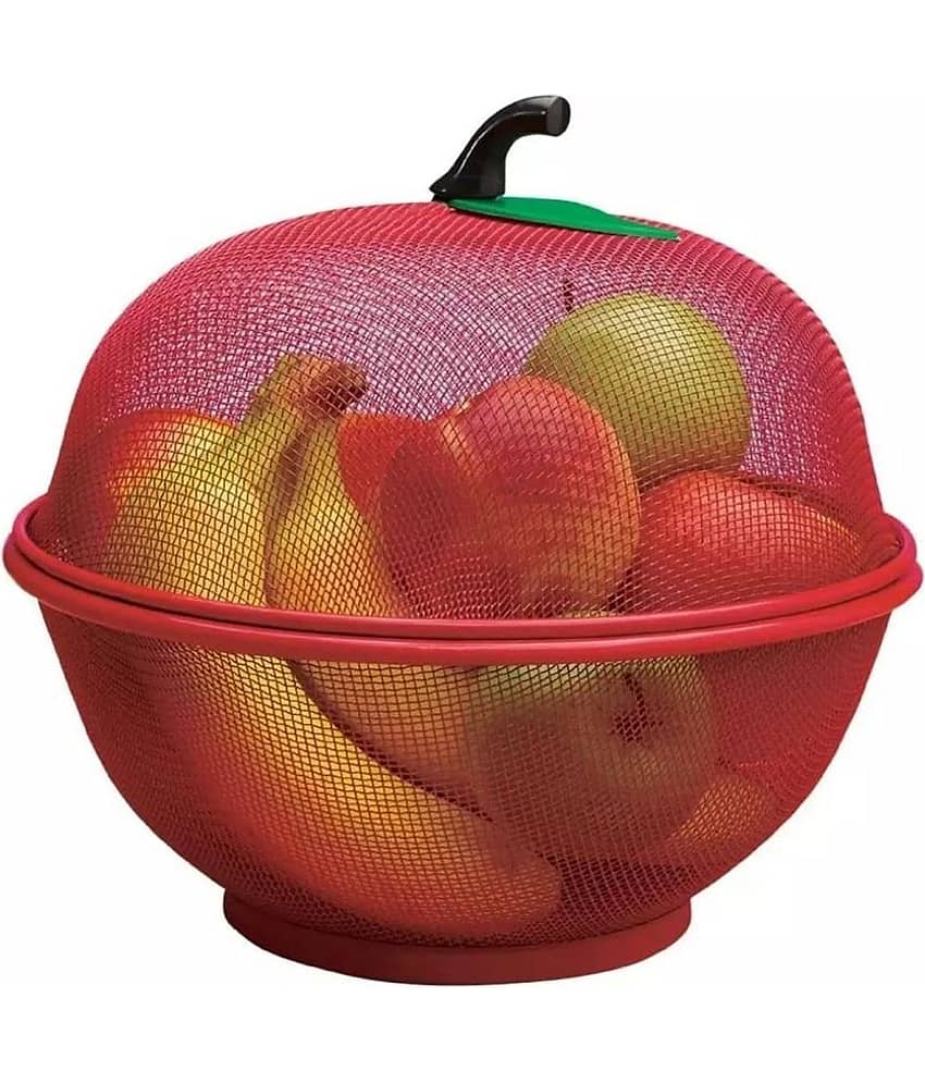 GEEO Apple Fruit Basket Steel Multicolor Food Container ( Set of 1 )