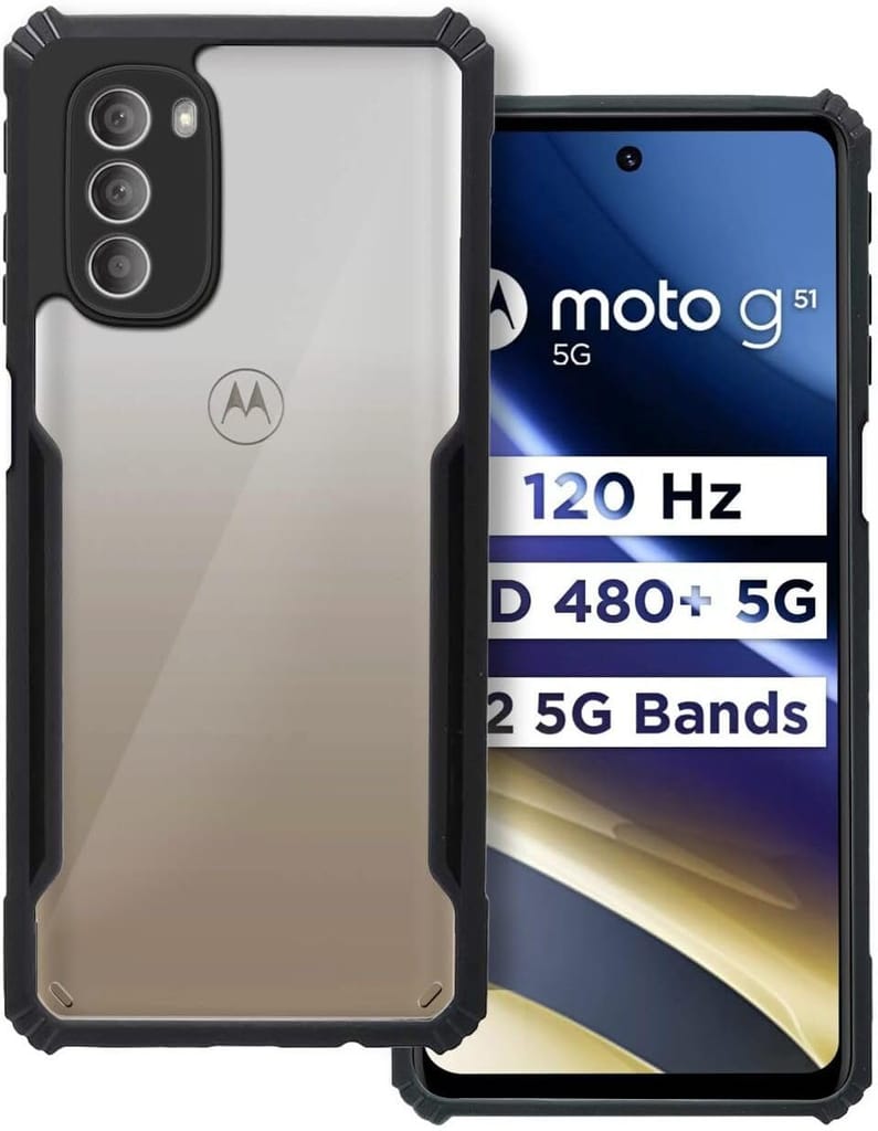 PLUGTECH Slim Shockproof Case | Matte Black Soft | Drop Protection | Precise Cutouts | Premium Mobile Cover for Moto G51