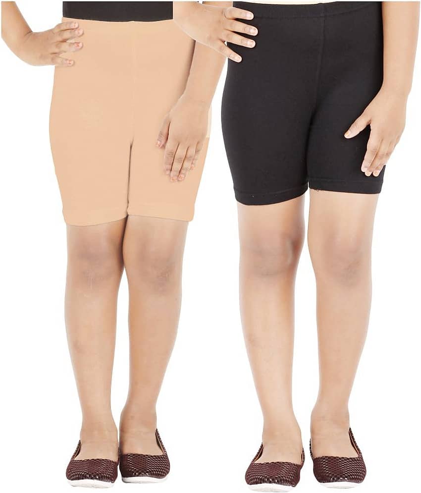 LULA Pack of 2 Girls Cotton Blend Cycling Shorts ( Multicolor )