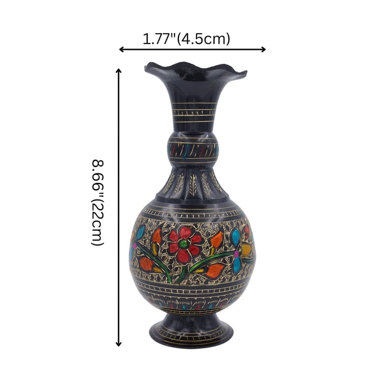 Brass Flower Vase Vintage Look - black