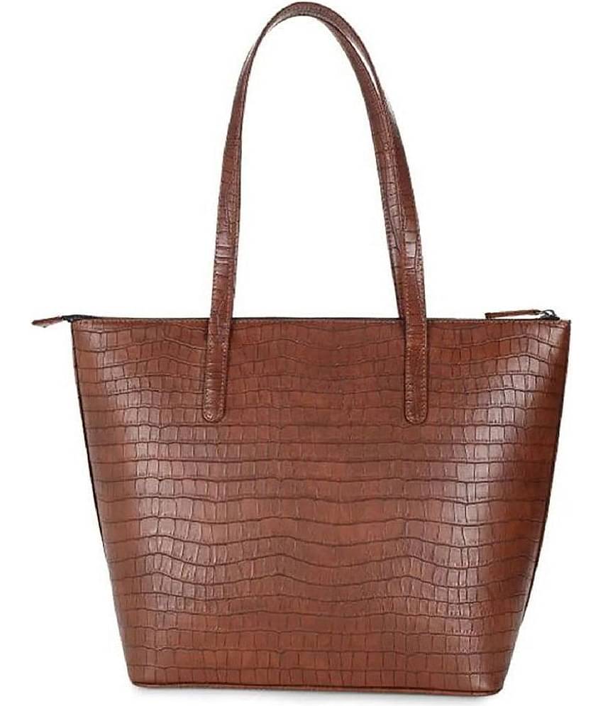 Lychee Bags - Brown PU Tote Bag