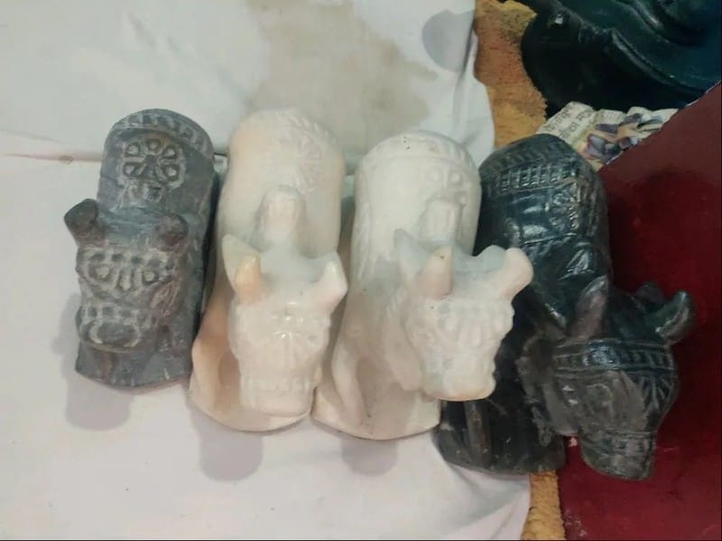 Nandi Marble Statue, White, Temple