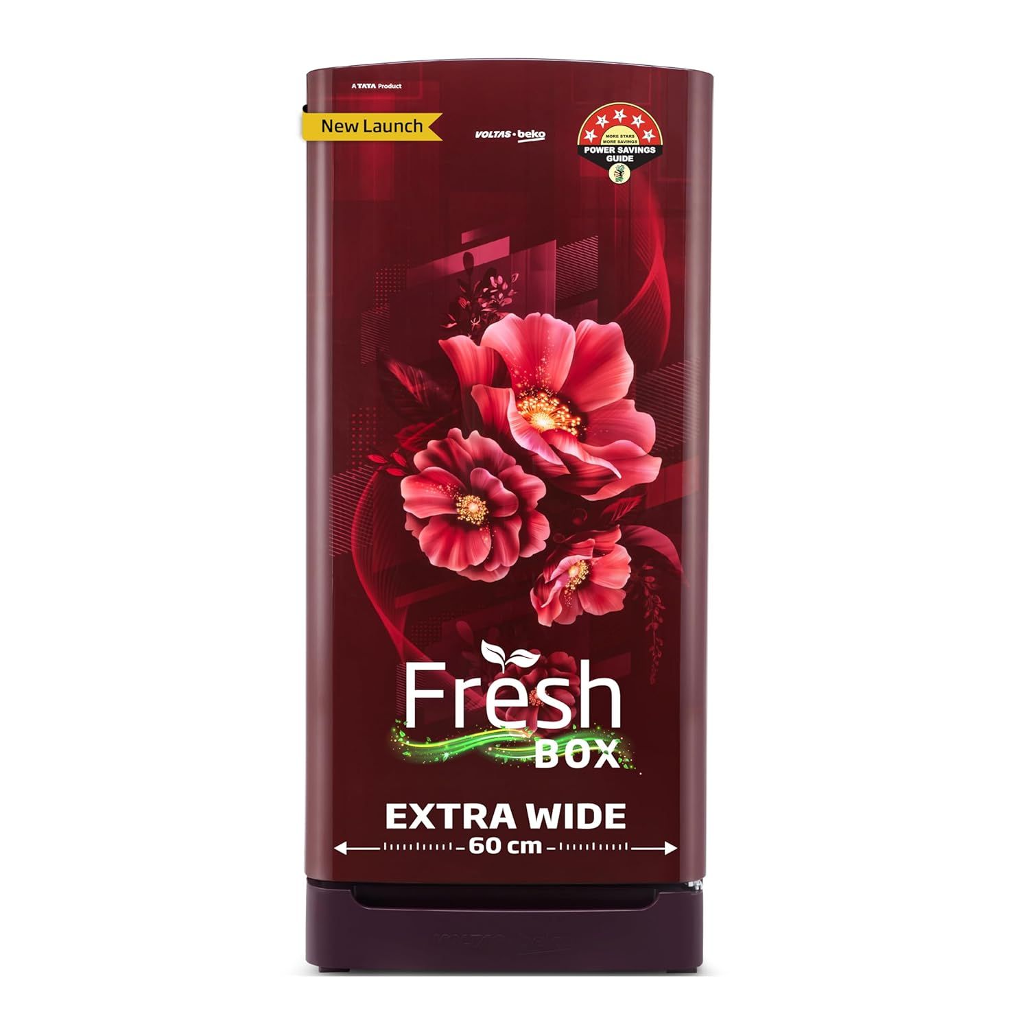 Voltas Beko, A TATA Product 183 L 5 Star Direct Cool Single Door Refrigerator (2024 Model, RDC215A/W0BWRTM0B00GO, Bonita Wine, Fresh Box and Quick Freeze Technology, with Base Drawer) Bonita Wine