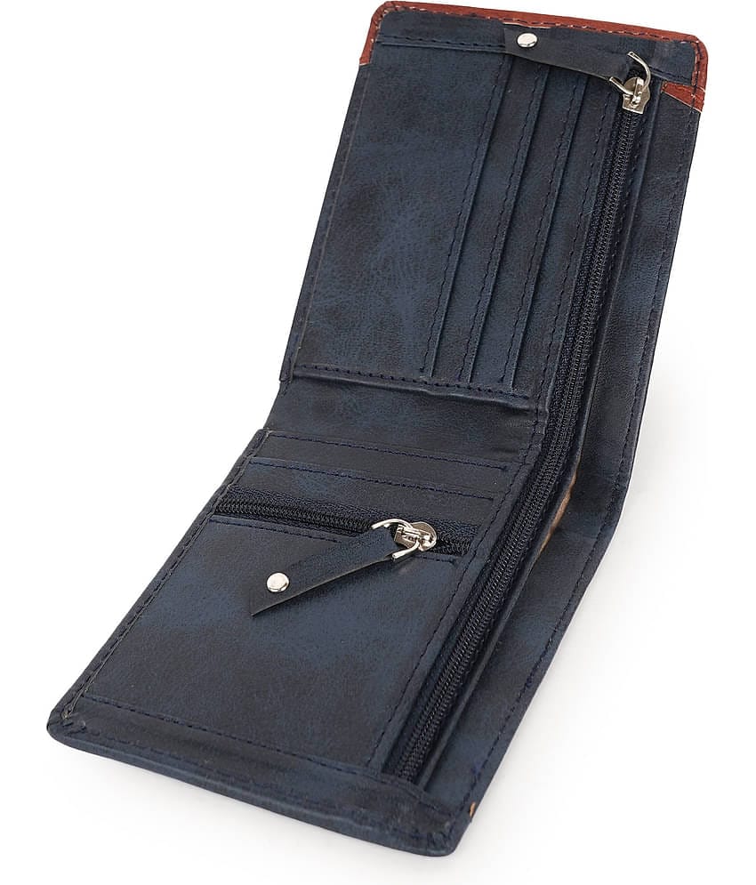 Classic World PU Self Design Men's RFID Wallet With 5 Slots For Card ( Blue , Pack of 1 )