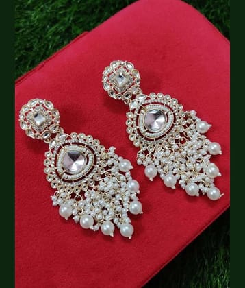 Padmavati Bangles White Chandbalis Earrings ( Pack of 1 )
