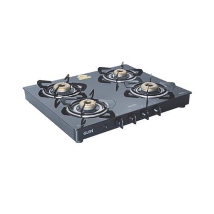 4 Burner Glass Gas Stove with Forged Brass Burner Auto Ignition 60 CM Black (CT1041GTFBBLAI)