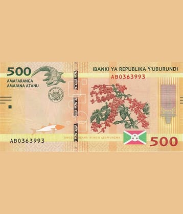 SUPER ANTIQUES GALLERY - RARE BURUNDI 500 FRANCS UNC NOTE 1 Paper currency & Bank notes