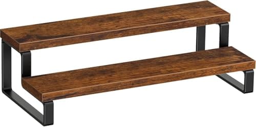 WOOD ART STORE 2-Tier Rustic Wood Shelf Organizer For Bathroom Kitchen – Countertop Display Rack for Kitchen,
