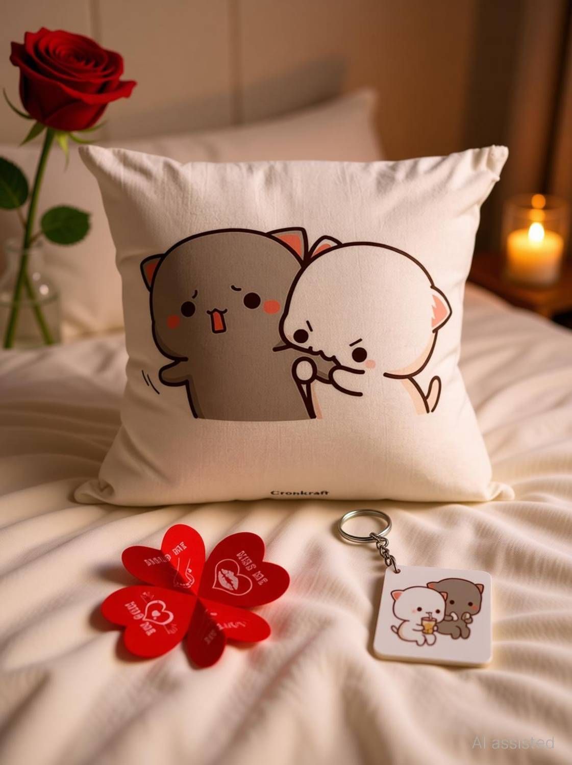 Cushion, Keychain, Greeting Card Gift Set