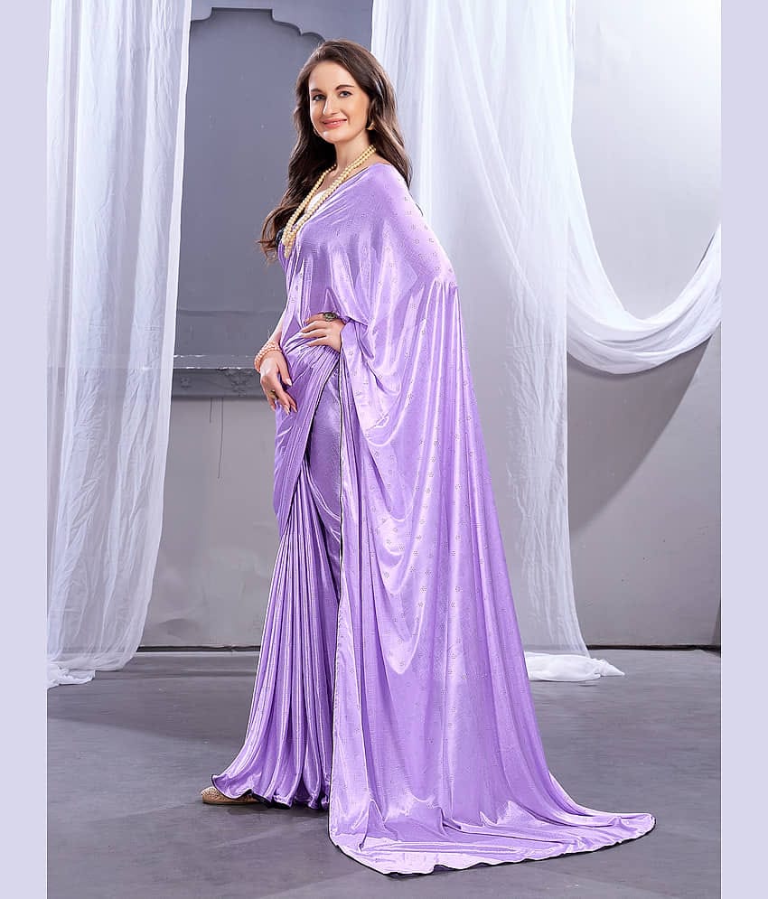 Parmila Fashion Silk Blend Embellished Saree With Unstitched Blouse Piece ( Purple )
