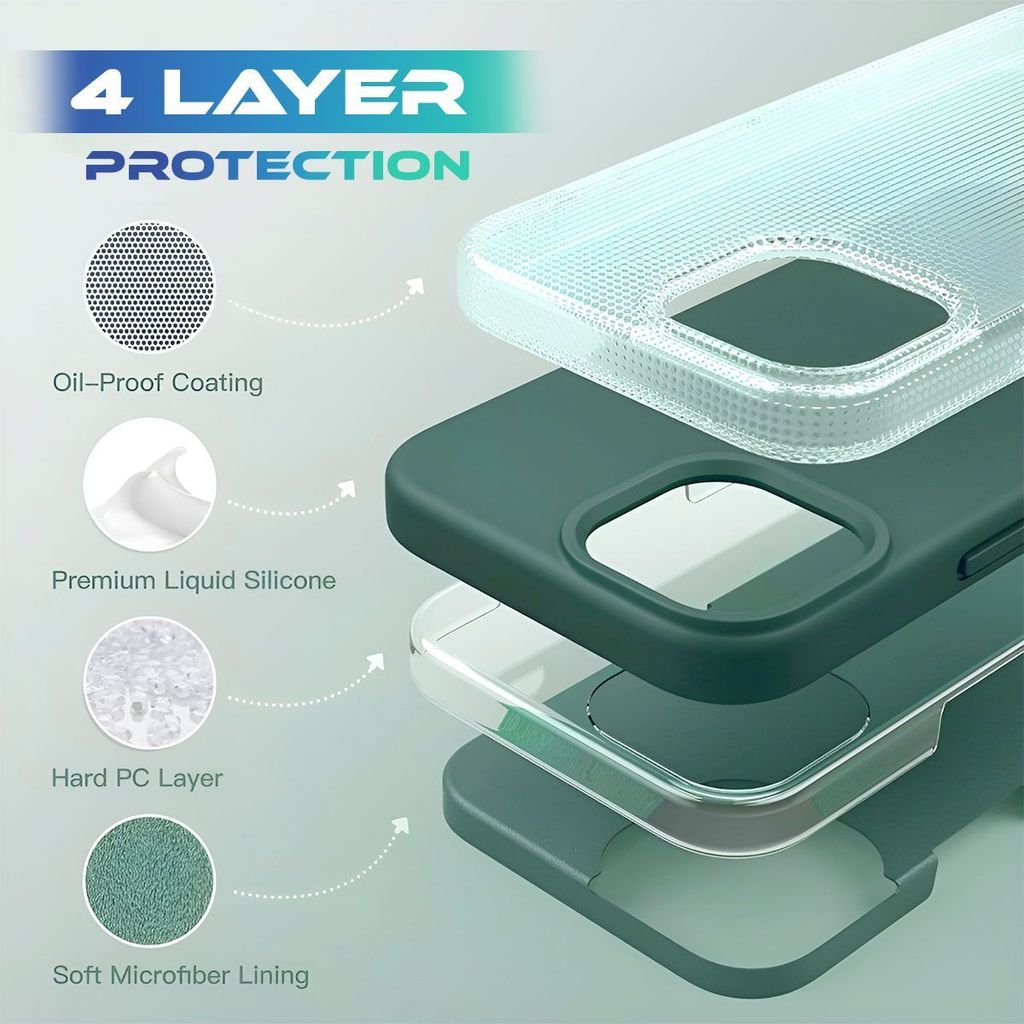 LIRAMARK Liquid Silicone Soft Back Cover Case for iPhone 15 Pro Max (6.7 inch)