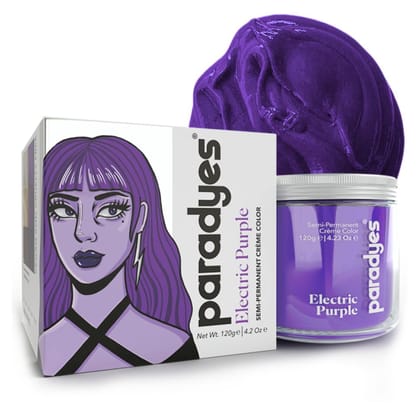 Paradyes Semi-Permanent Electric Purple Hair Colour | Conditioner-Based DIY Colour | For Colour Refresh | Best on Pre-Lightened Hair | 120g Paradyes Semi-Permanent Electric Purple Hair Colour | Conditioner-Based DIY Colour | For Colour Refresh | Best on 