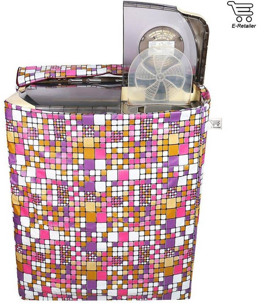 E-Retailer Single PVC Multi Square Design Semi-Automatic 5 KG To 8 KG Washing Machine Covers