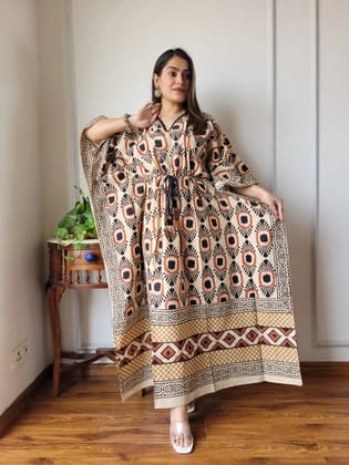 Hand Block printed KAFTAN 100% Pure cotton B