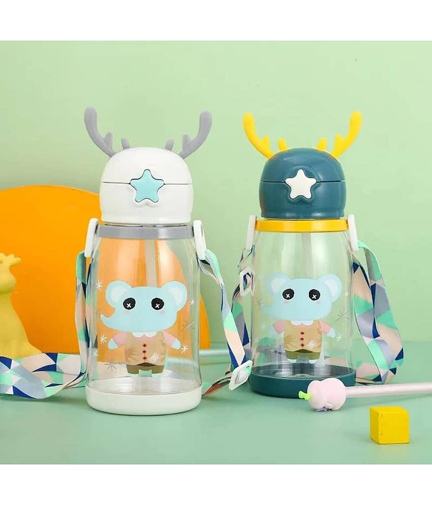 QitmirMKT Deer Horn Water Bottle 600 ml Kids School Sipper (Mix Color) Assorted Plastic School Water Bottle 600 mL ( Set of 1 )