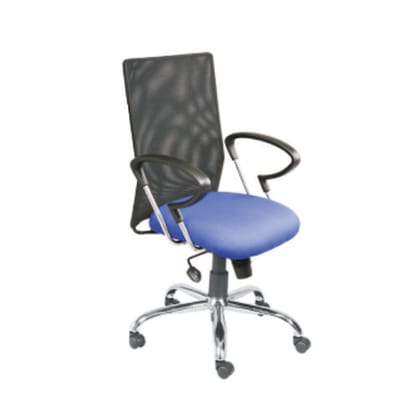 Set with Net - Back In Mesh, Fabric Seat, Fixed Arm, Nylon Base & Castor (CS-M07-MB)