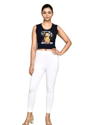 003AFR 4Cats Free Size Royal Ankle Cut Leggings - White