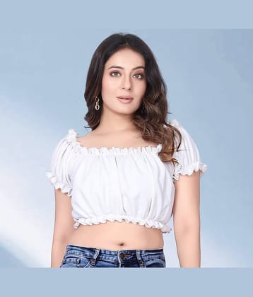 KAHARA Women's Lycra Crop Top ( White )