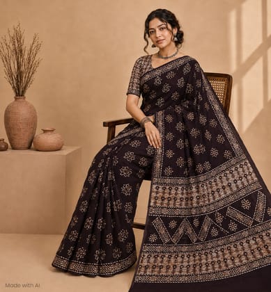 Handcrafted Batik Print Cotton Saree Handcrafted Batik Print Cotton Saree