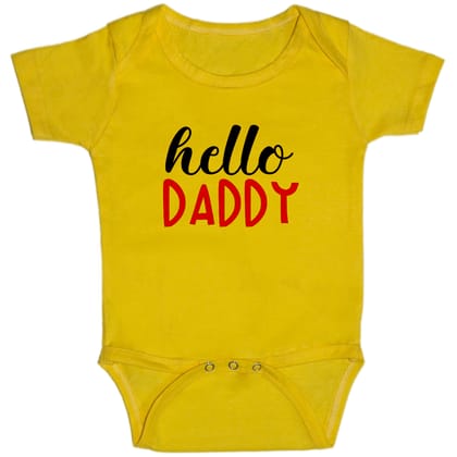 Yellow Hello Daddy Cotton Romper For 6 To 12 Months