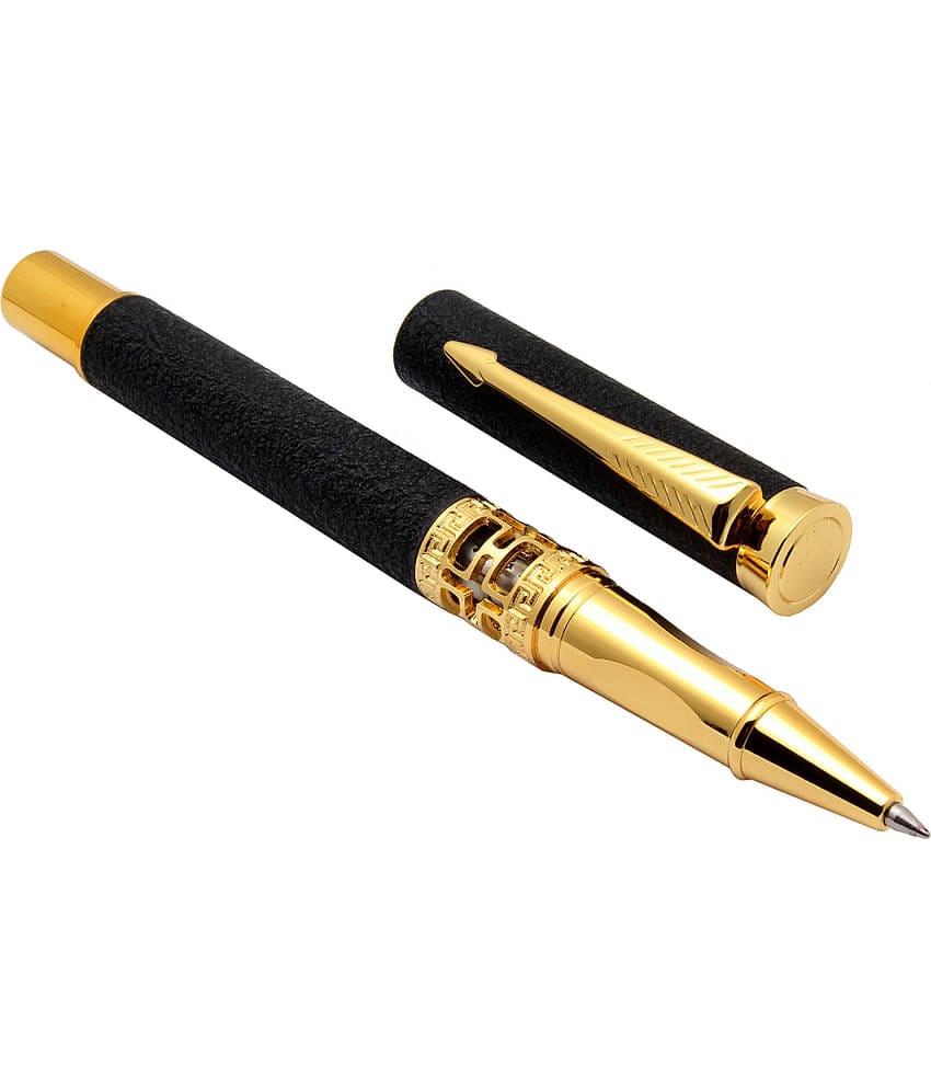 Srpc Luoshi 3217 Matte Black Rock Finish Metal Body Arrow Clip Roller Ball Pen