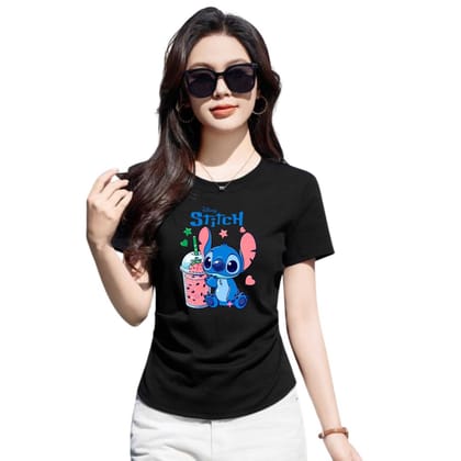 Graphic T-Shirt, Black Cotton Top, Casual Short Sleeve for Girls (Color-Black, Size-12 - 13 Years)